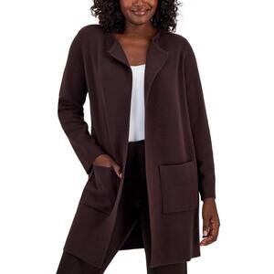 JM COLLECTION WOMENS OPEN-FRONT POCKET LONG RICH TRUFFLE XS